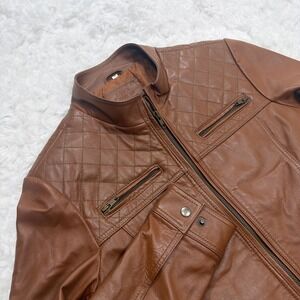 Vintage Leather Jacket Women's Medium Brown Cafe Racer Moto Australia Tan Brown